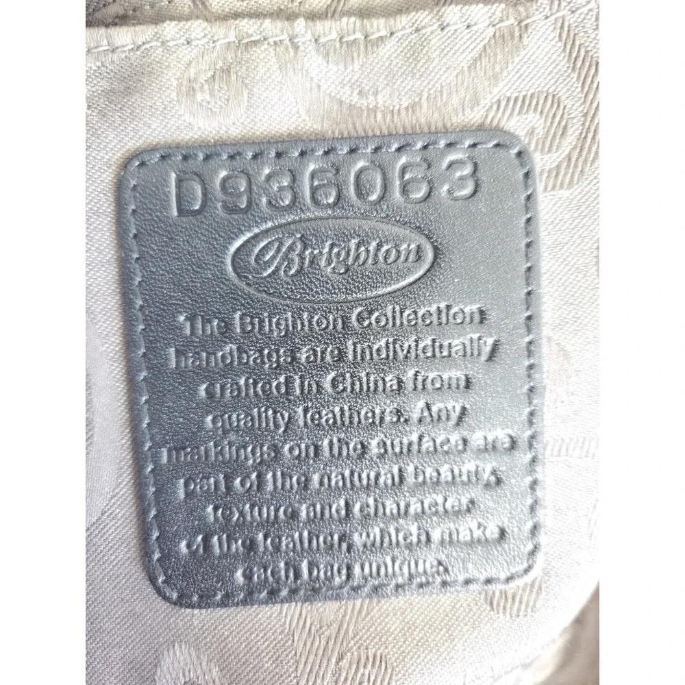BRIGHTON Vintage Black Leather Croc Embossed Large‎ Handbag Shoulder Hobo
